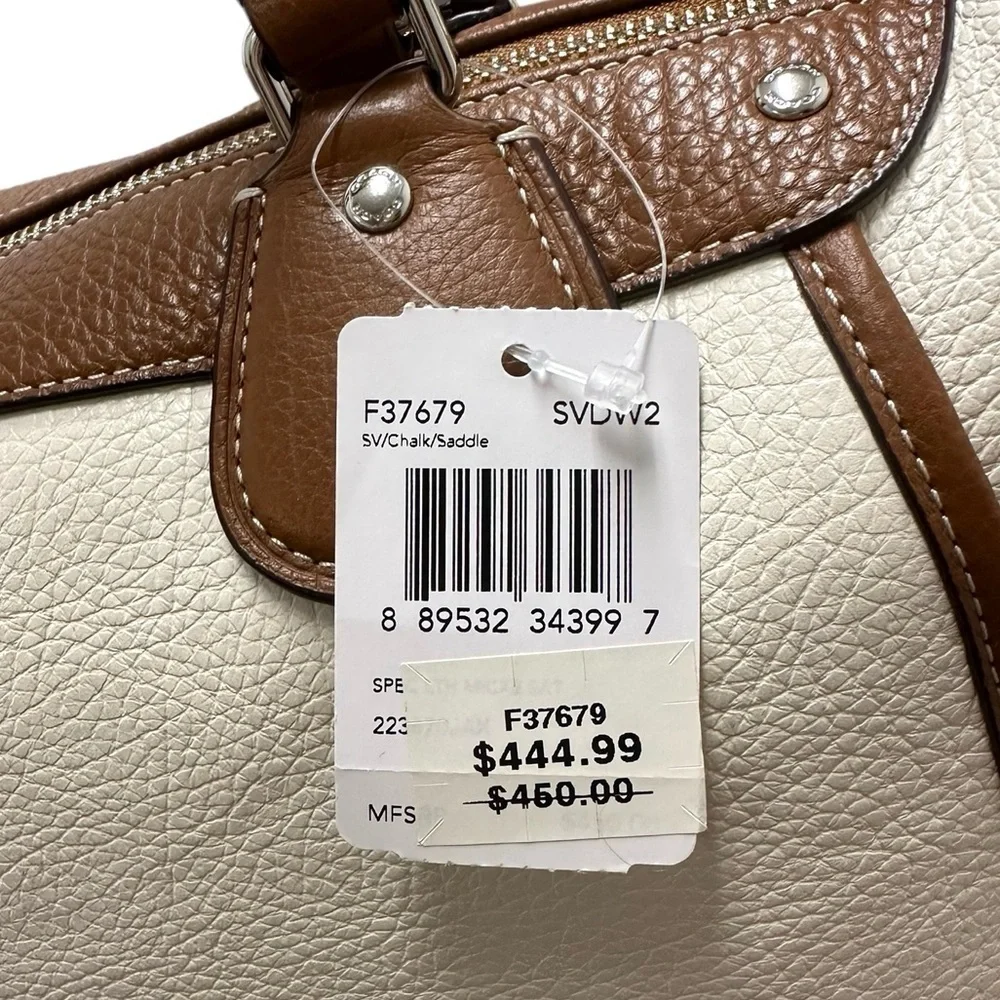 Coach Mickie Satchel in Spectator Leather #F37679 New in Silver/Chalk/Saddle